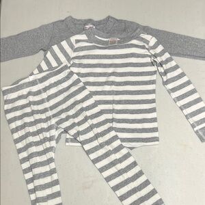 Hannah Anderson, long sleeve striped, white, and gray pajamas set